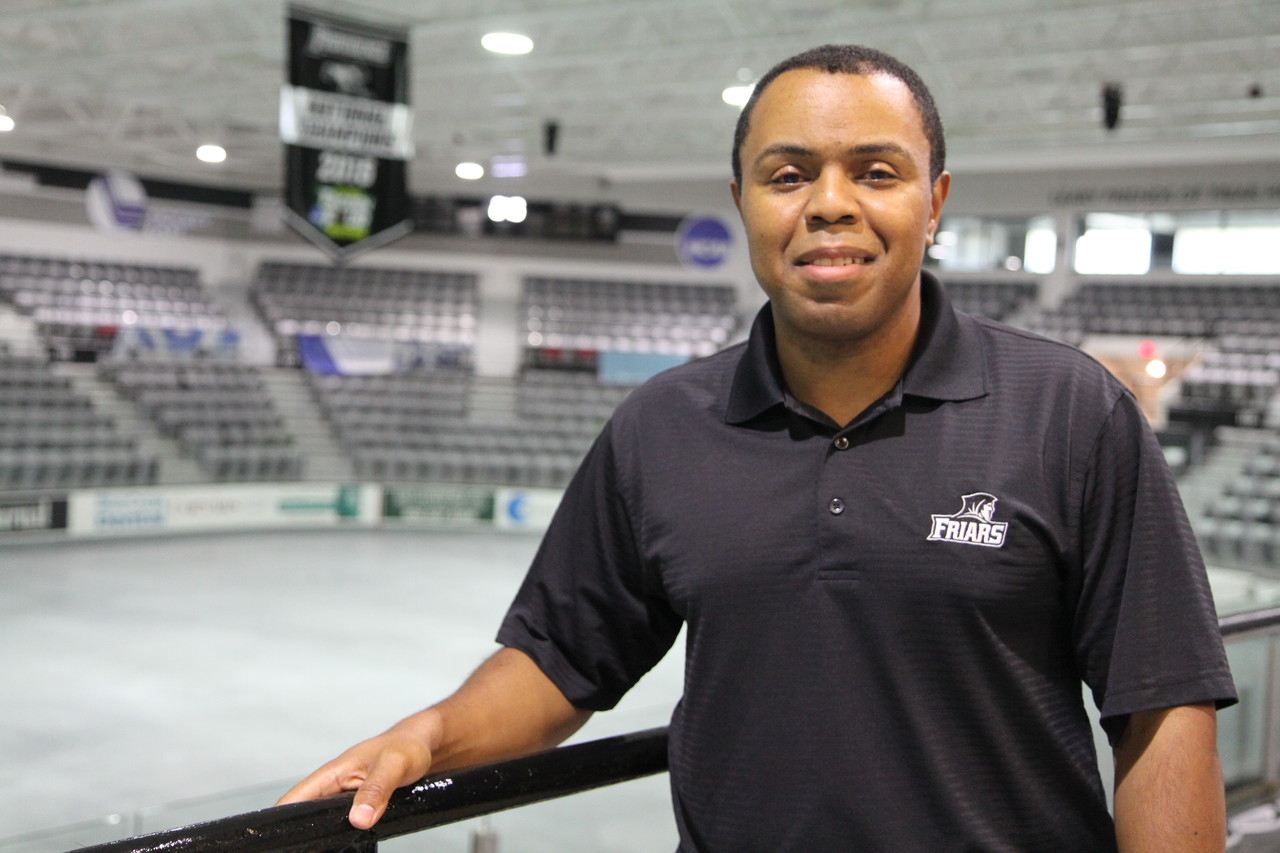 CALLED BY GOD TO THE PRIESTHOOD: As an assistant director of athletic media relations at Providence College, Deacon Rocha traveled with the men’s hockey team and spent most of his time in the press box above the rink. Now, he’ll be spreading the good news not of athletic victories, but of God’s word as a diocesan priest.