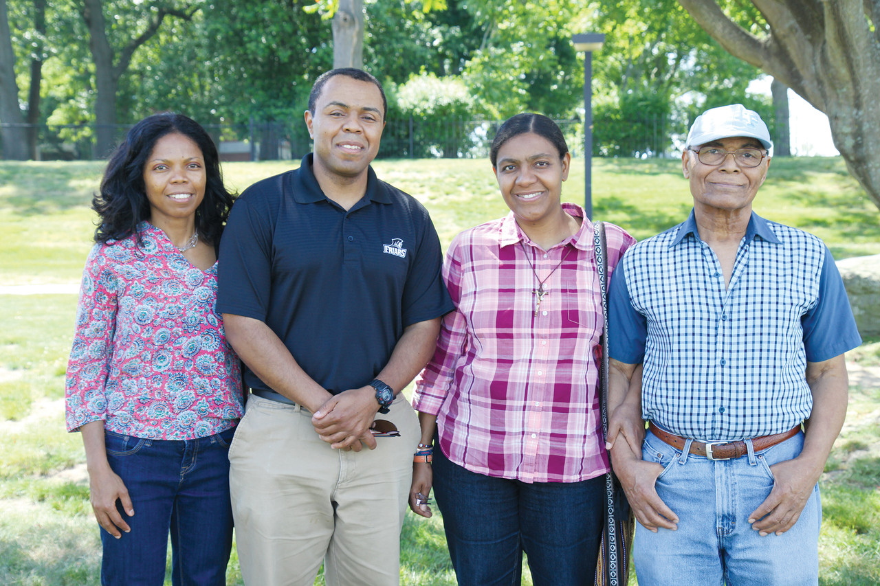 Family Ties: Deacon Rocha and his siblings are joined by the bond of their parents’ faith and love. Pictured from left to right, his sister Carla Rocha, Deacon Rocha, sister Eunice Rocha and uncle Jorge Sequeira.