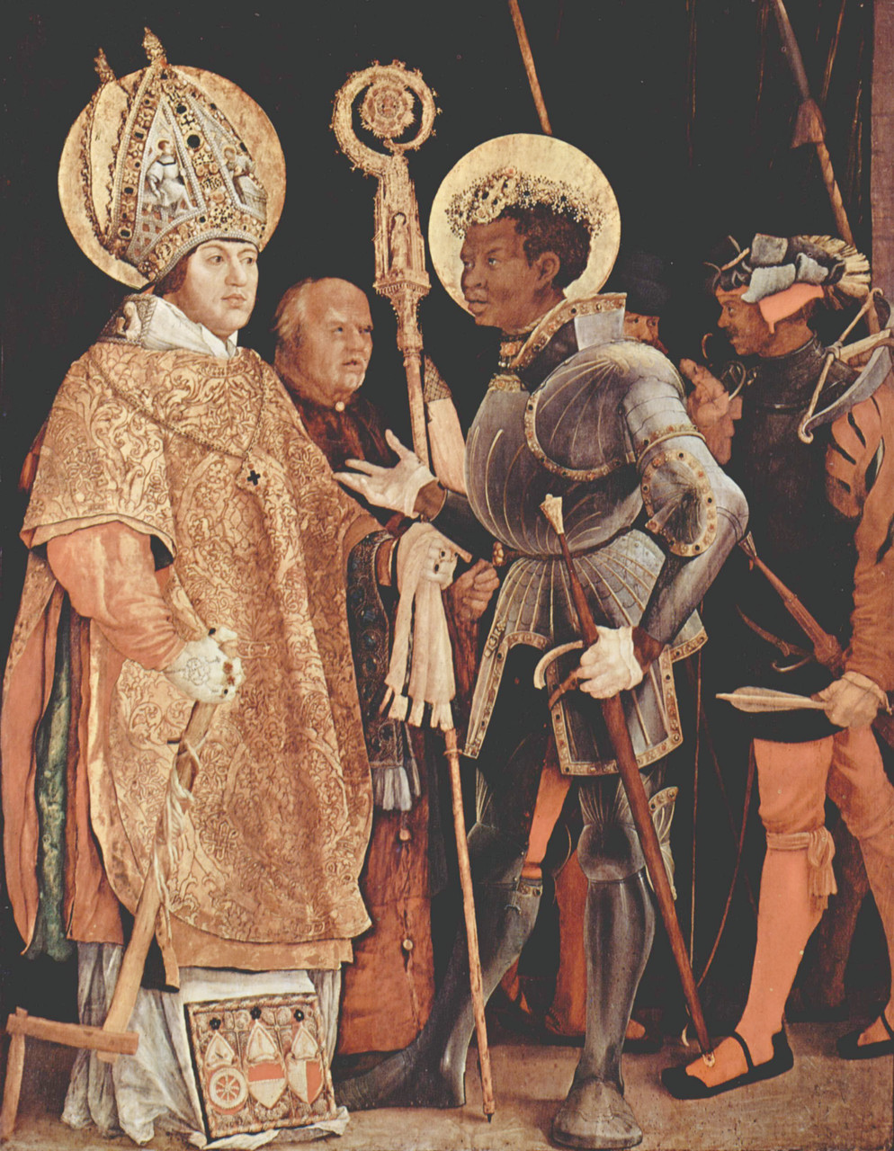 SOLDIER FOR THE FAITH: A 16th-century painting depicts St. Maurice, an Egyptian-born Roman soldier and the first black saint, meeting St. Erasmus, a bishop of the early Church. St. Maurice is among the early Church figures whose legacy will be celebrated during Black Catholic History Month in November.
