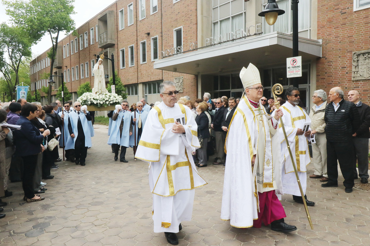 Bishop Thomas J. Tobin led the Cathedral Square procession which drew hundreds of faithful from various religious groups throughout the Diocese of Providence.