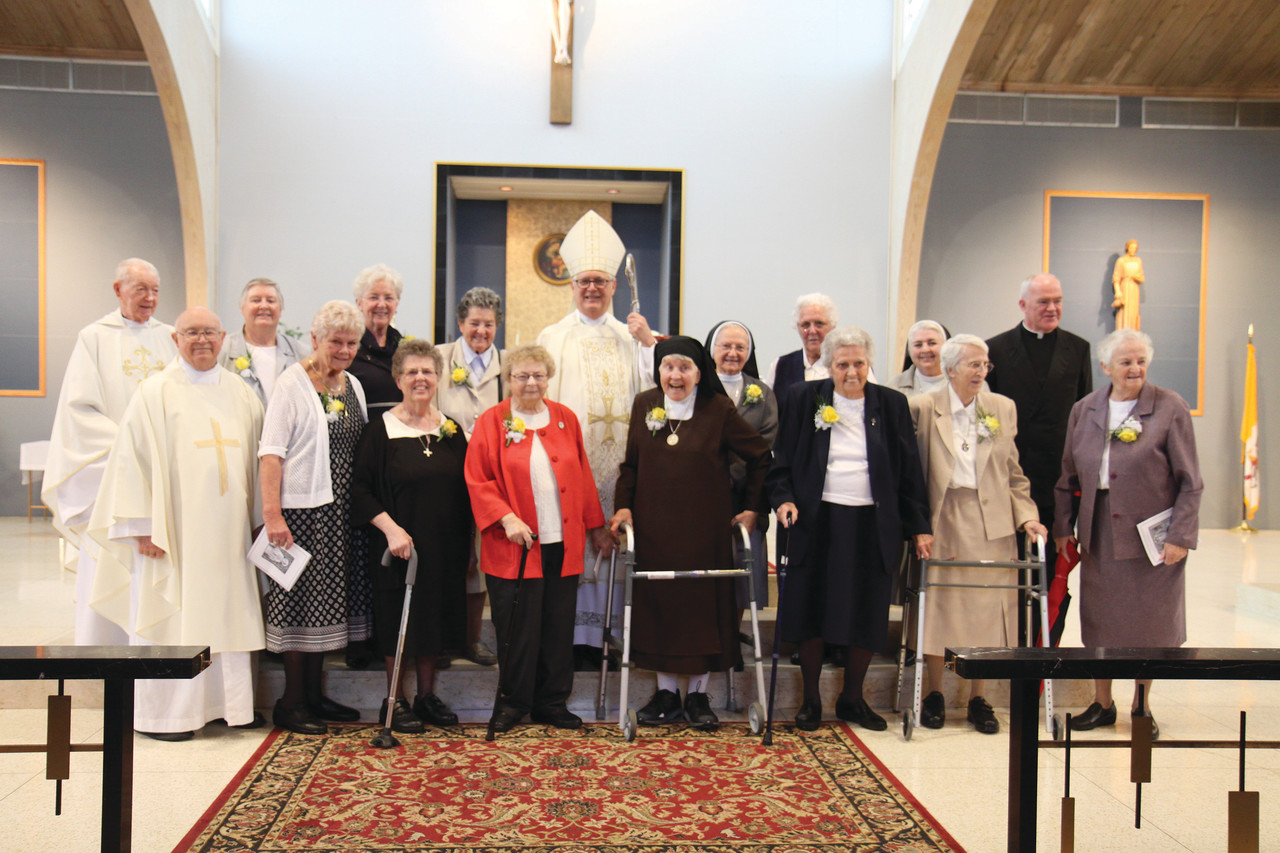 Religious priests, sisters and brothers celebrating jubilee anniversaries were honored during a Mass celebrated by Bishop Thomas J. Tobin at St. Kevin Church, Warwick, on Sunday.
