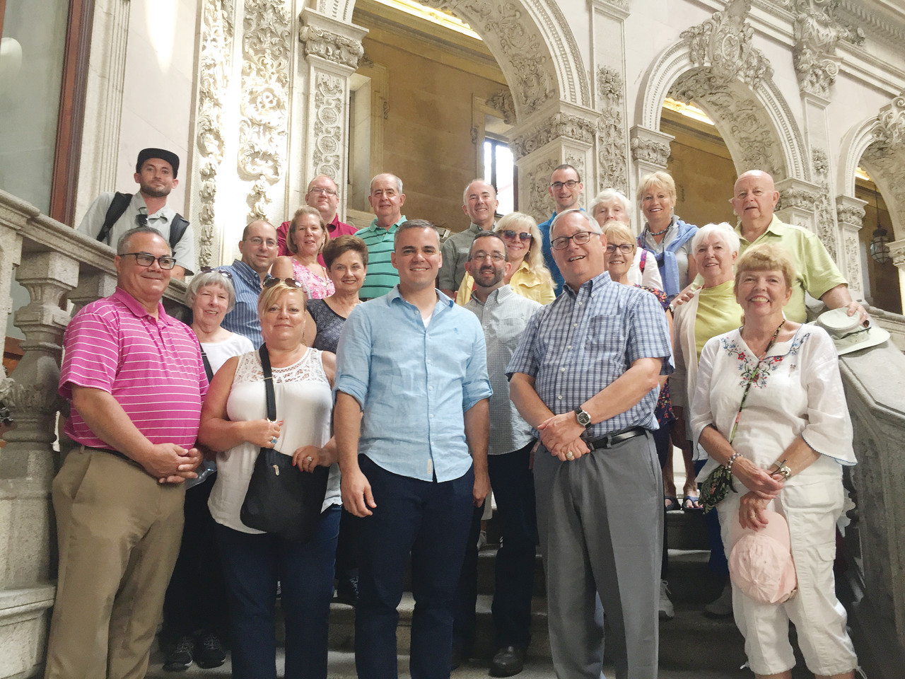 From August 10-19, a diocesan-sponsored Pilgrimage brought Bishop Thomas J. Tobin, local priests, seminarians and a small group of faith-filled Catholics from Rhode Island to witness first hand the holy sites of Portugal.  At left, in an act of devotion, pilgrims process on their knees for long distances throughout the shrine.