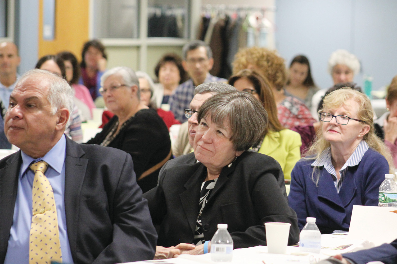 Pro-life advocates from parishes throughout the diocese listened during a talk by Father Nicholas Fleming.