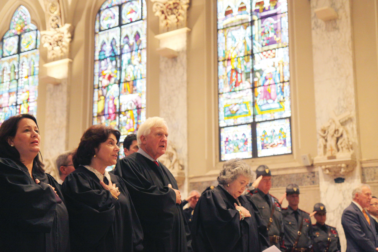 Members of the judiciary, lawyers and law enforcement officials gathered at Holy Ghost Church, Providence, last Wednesday for the celebration of the Red Mass, an annual tradition that invokes the blessings of the Holy Spirit upon a new judicial year.