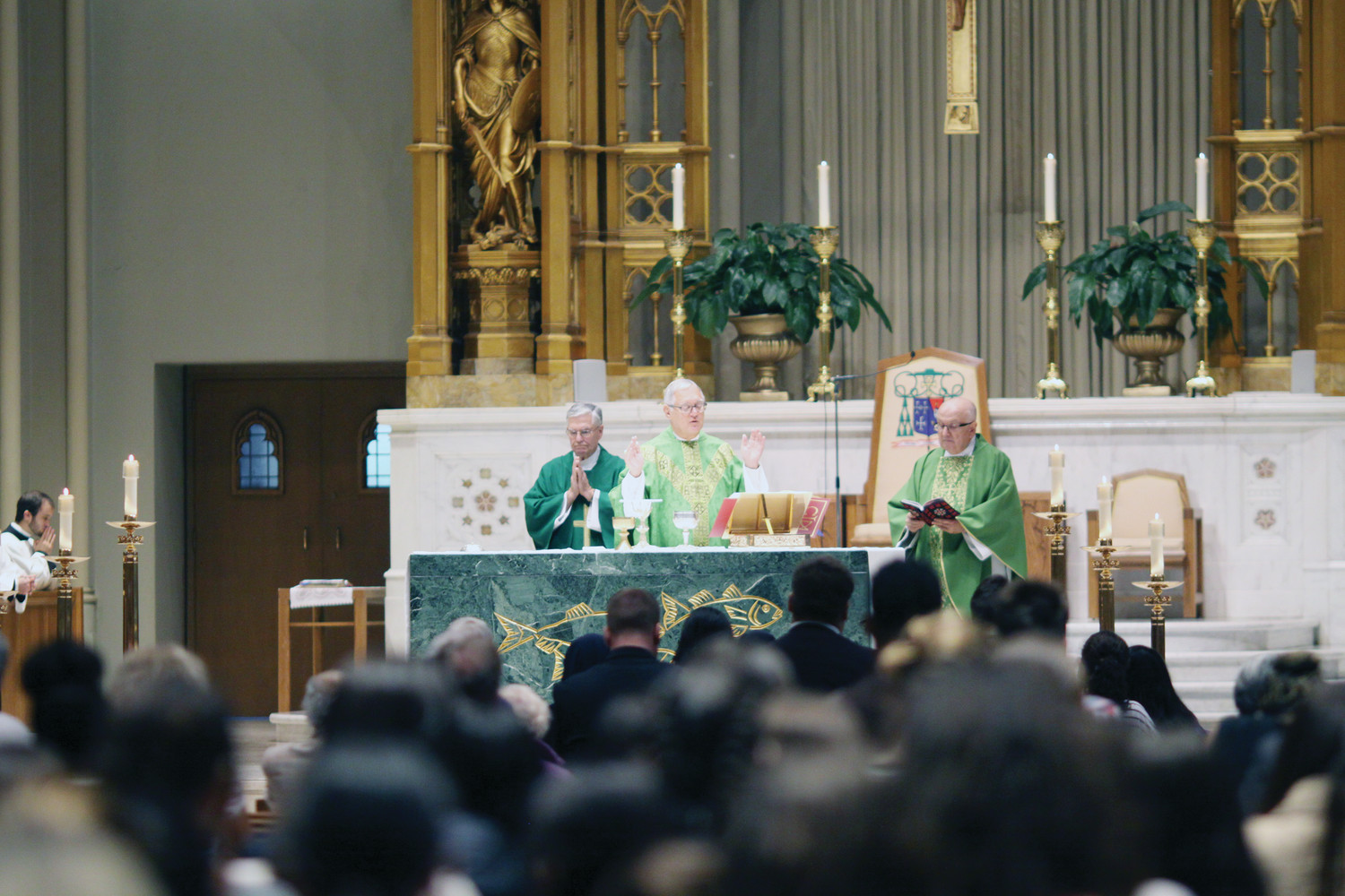 Bishop Thomas J. Tobin celebrated a Mass for those affected by recent tragedies at the Cathedral of Saints Peter and Paul on Sunday, October 15. “Our prayer reminds those who are suffering in the midst of their isolation and pain that they are not alone,” he said.
