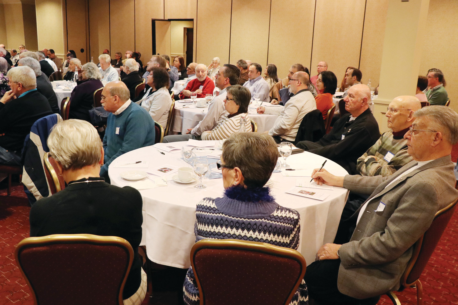 More than 75 permanent deacons in the Diocese of Providence — many joined by their wives — along with several men currently part of the 12 recently admitted to candidacy for ordination to the permanent diaconate gathered on February 3 at the Radisson Airport Hotel for their annual convocation.