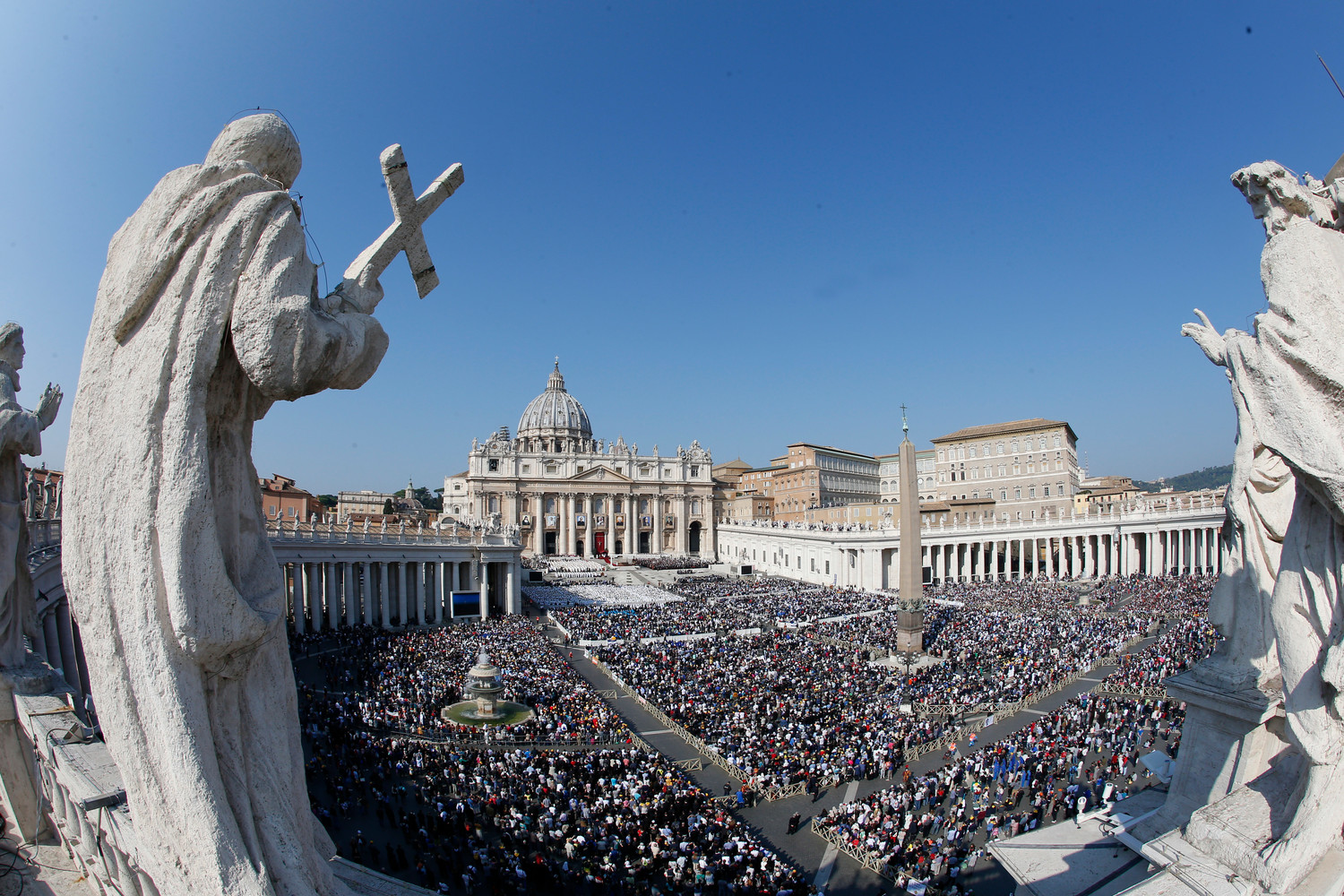 Pope Francis celebrates the canonization Mass for seven new saints in St. Peter's Square at the Vatican Oct. 14. Among the new saints are St. Paul VI and St. Oscar Romero.