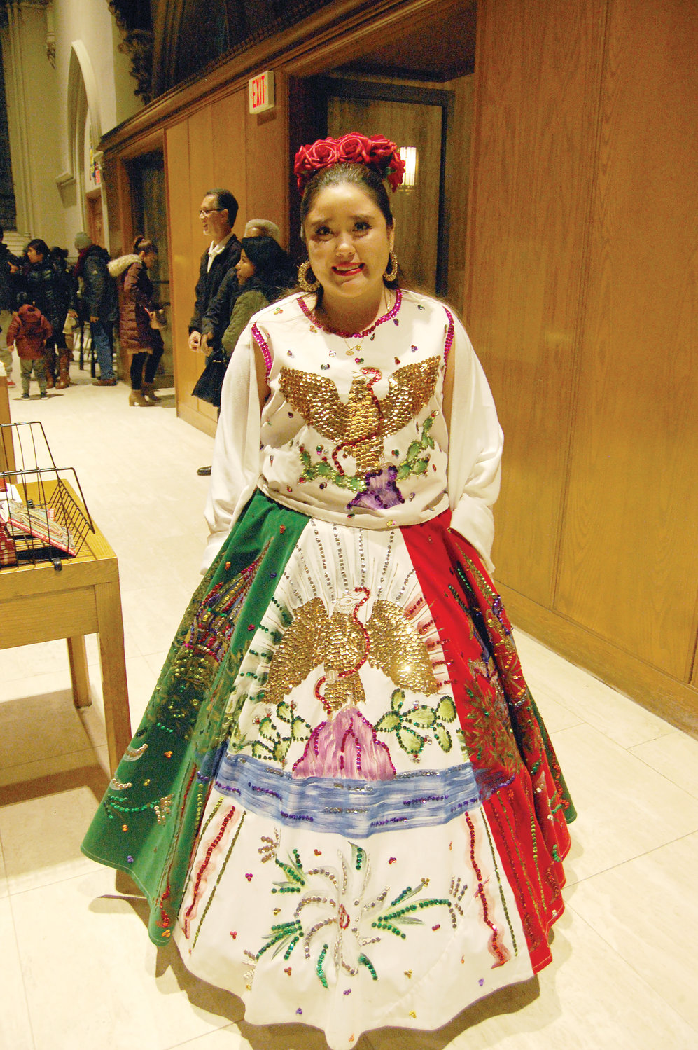 Paola Cruz in a traditional Mexican dress.