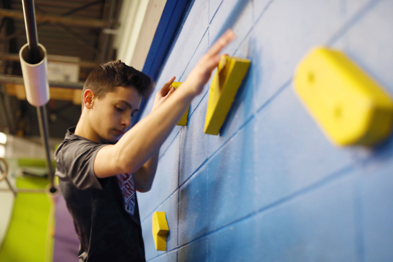 Carson Dean, 13, trains at his at his gym Laid-back Fitness in Warwick.