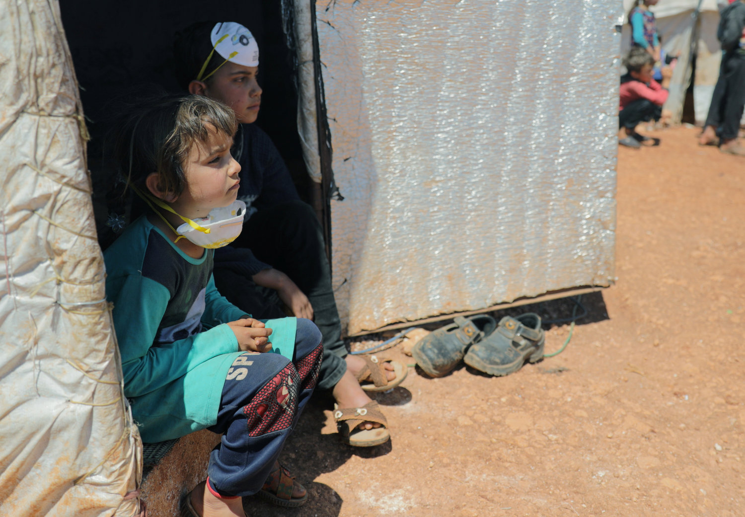 Displaced Syrian children are seen at a camp in Idlib April 14, 2020, during the COVID-19 pandemic. Internally displaced people, those forced to flee their homes, but who do not cross into another country, still often need protection and special assistance, including from the church, said a new Vatican document released May 5.