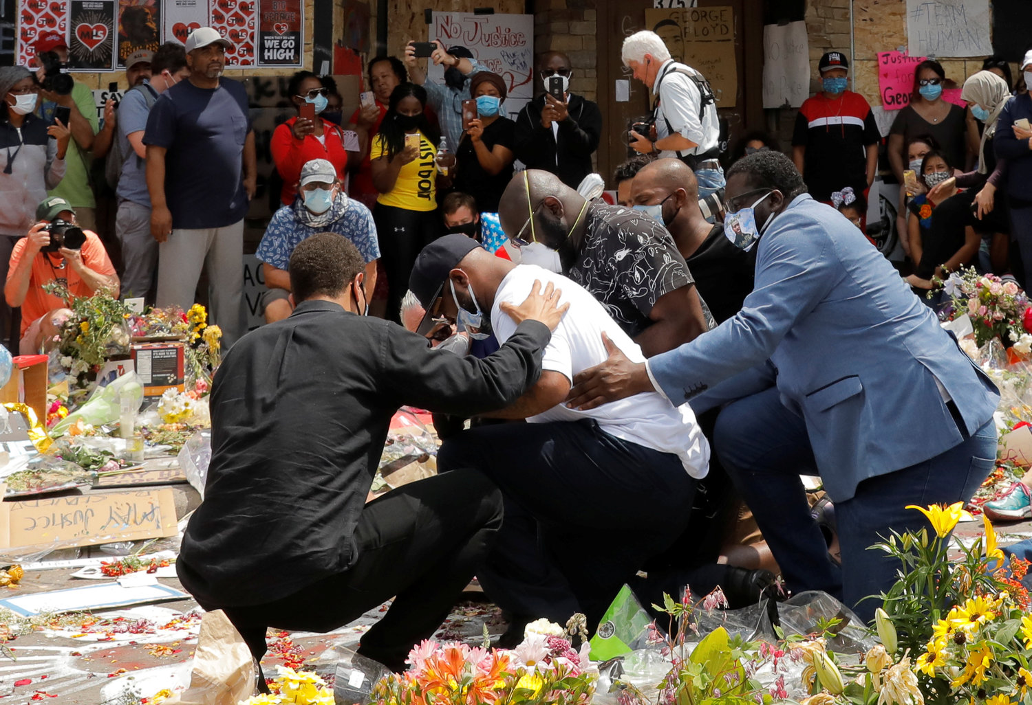 Terrence Floyd, the brother of George Floyd, reacts at a makeshift memorial at the spot where he was taken into custody in Minneapolis June 1, 2020. Demonstrations continue after a white police officer was caught on a bystander's video May 25 pressing his knee into the neck of George Floyd, an African American, who later died at a hospital.